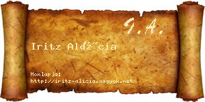 Iritz Alícia névjegykártya